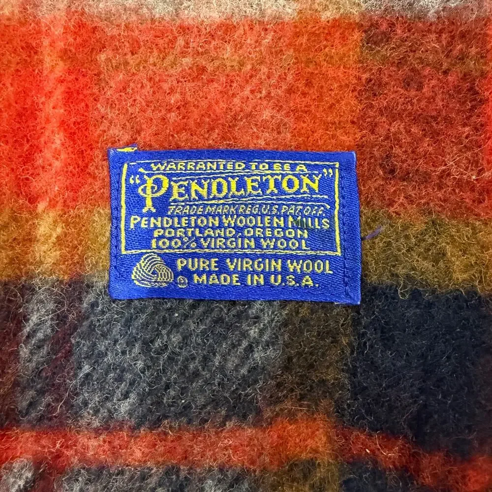 vintage pendleton pure virgin wool throw blanket made in usa red flannel 66